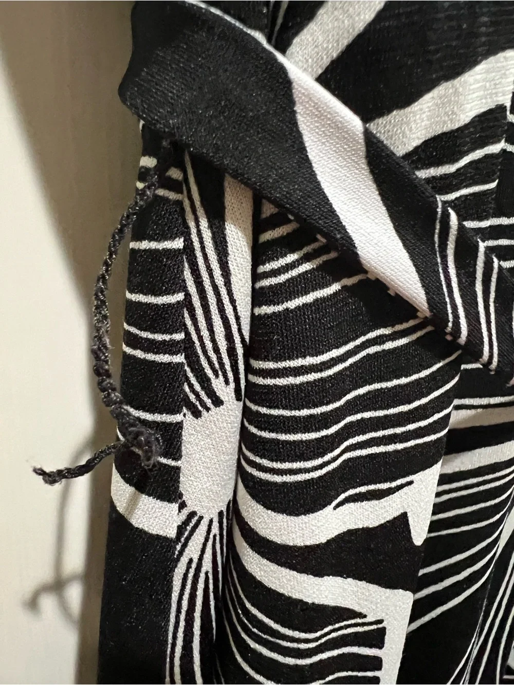 Chico's Black and White Floral Twist-Waist Wrap Dress